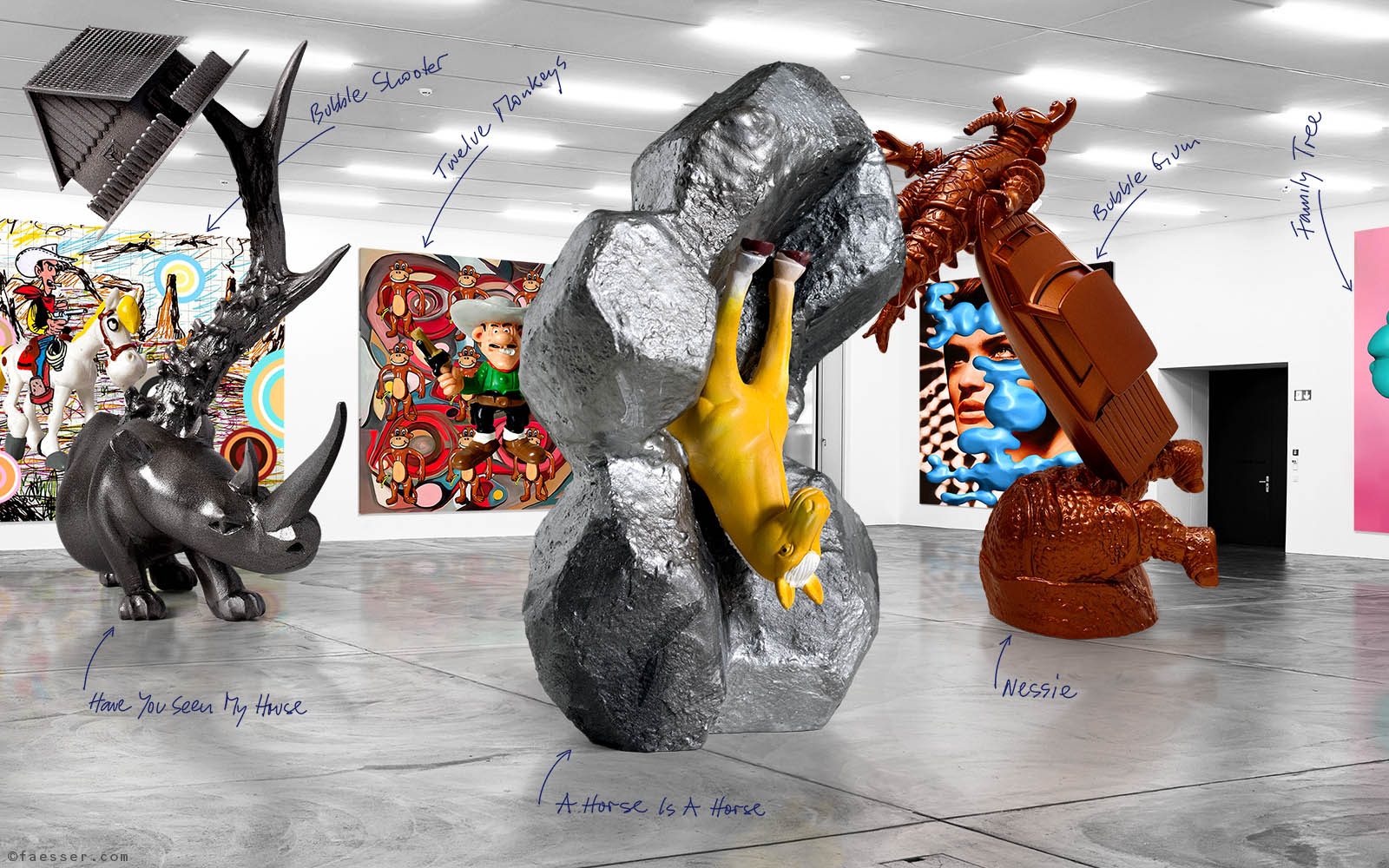 Virtual 3D exhibition at the Kunsthalle Zurich 01; artist Roland Faesser, sculptor and painter 2020