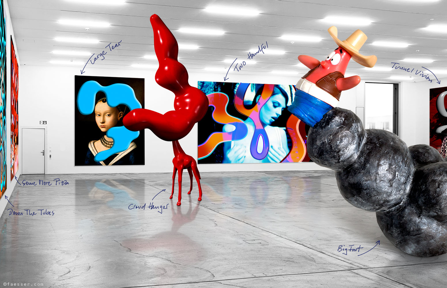 Virtual 3D exhibition at the Kunsthalle Zurich 03; artist Roland Faesser, sculptor and painter 2020