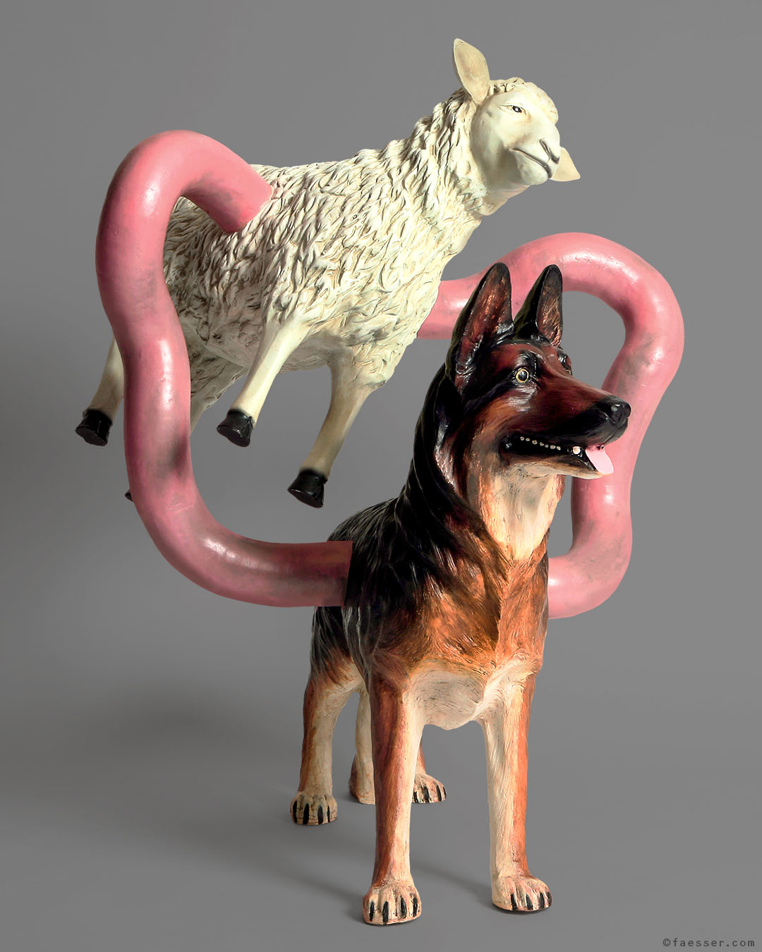 Sheepherder: German shepherd as the best sheepkeeper; work of art as figurative sculpture; artist Roland Faesser, sculptor and painter 2007