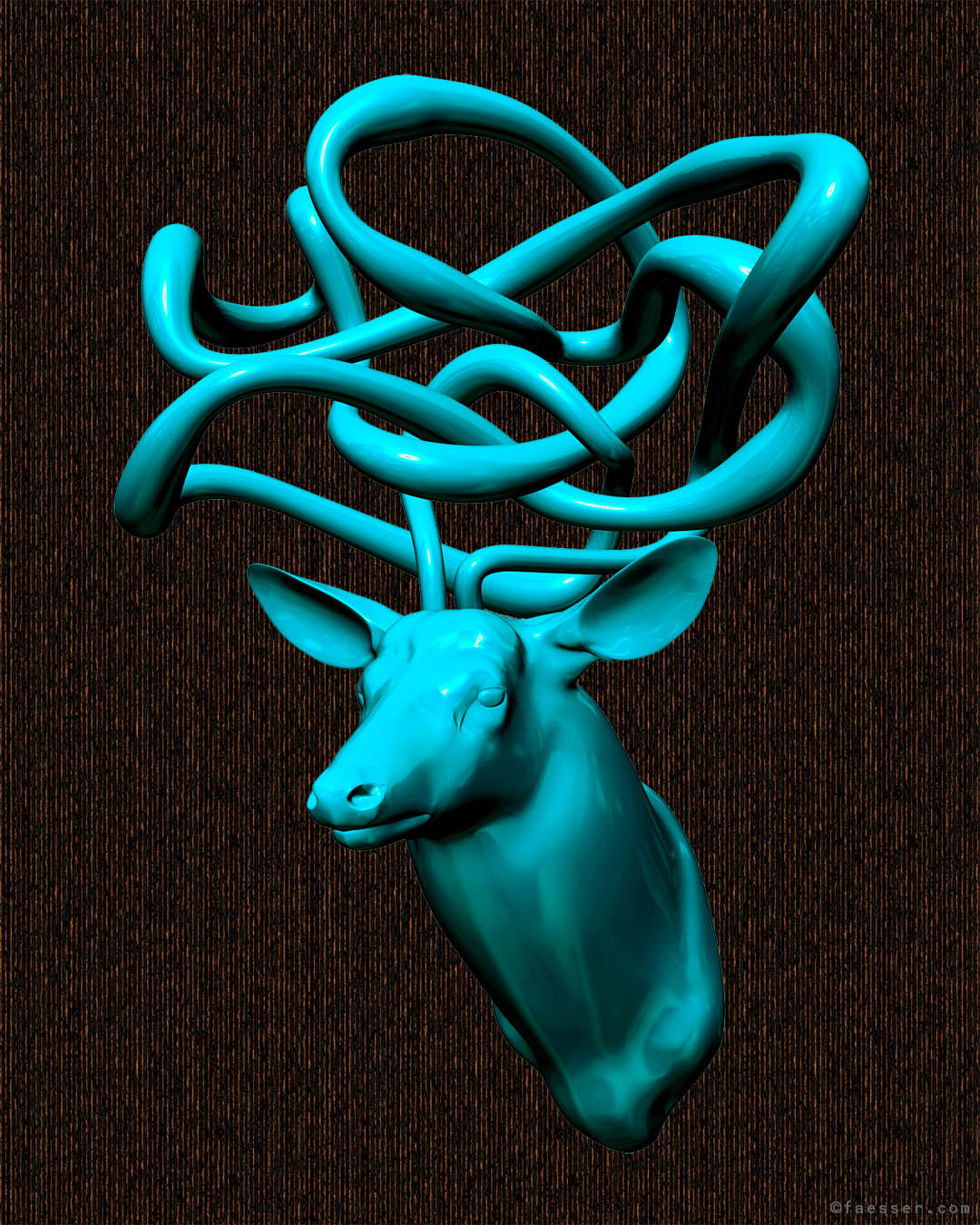 Abstracte tube sculpture as deer antlers; work of art as figurative sculpture; artist Roland Faesser, sculptor and painter 2019